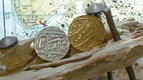 Coins on display.