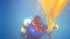 Seadart Diver using a lifting bag underwater.