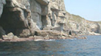 The wreck site and cliffs from sea level.